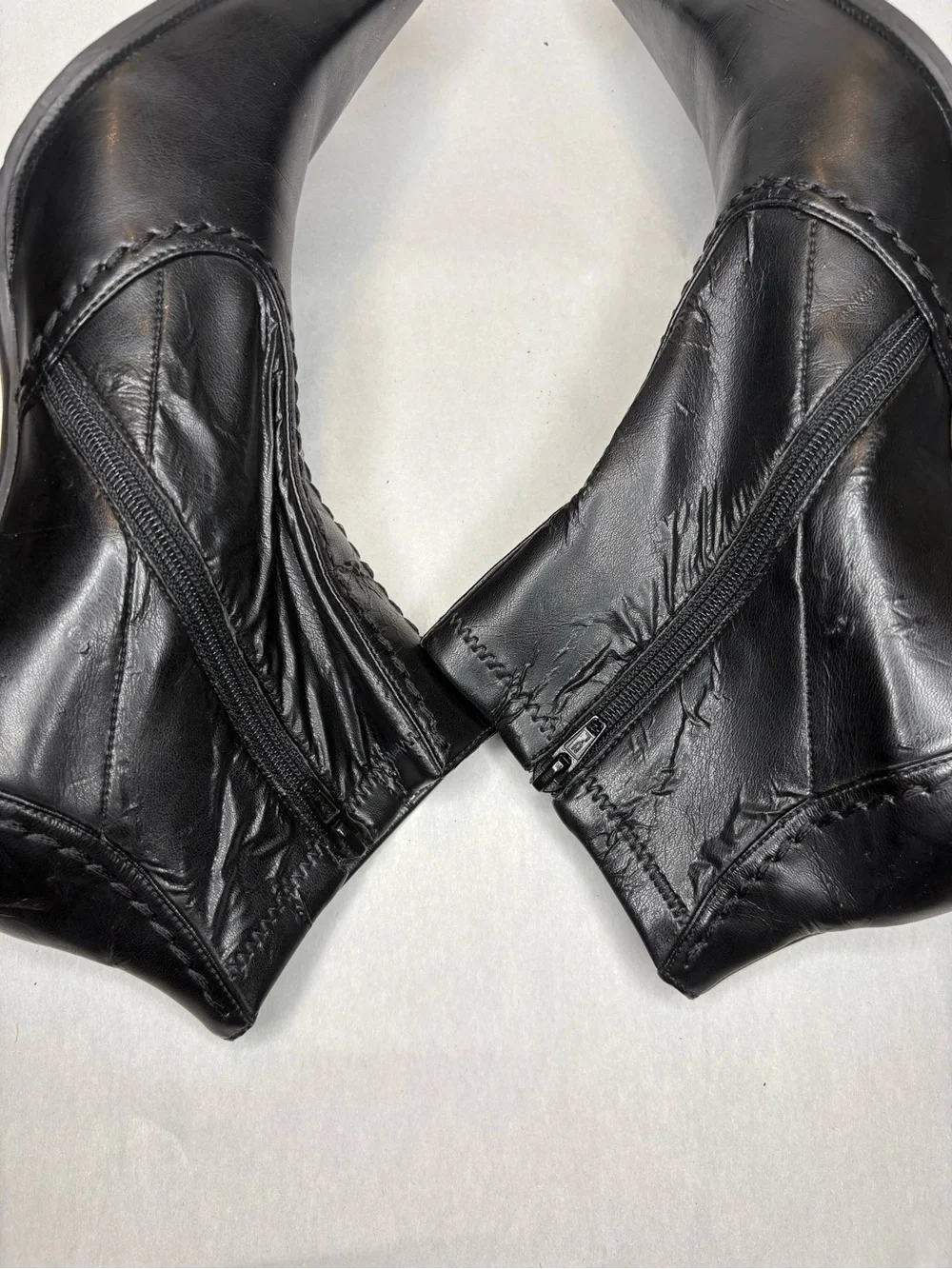 Franco Sarto Black Pointed-Toe Leather Ankle Booties
